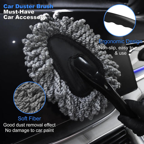 Boss Level Car Detailing Kit Interior Cleaner With Brushes Duster Cleaning Gel Microfiber Towels And Organizer Bag For Auto And Truck Interior Care Essentials Tools car duster brush soft fiber, ergonomic grip