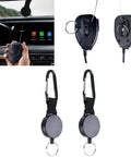 Heavy Duty Retractable Ham Radio Microphone Holder For Car Use With 25 Inch Steel Cable Two Pack, key ring hook visible
