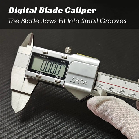 Blade Style Electronic Caliper For Small Grooves, Stainless Steel Measuring Tool, 6 Inch 150mm Range, digital display view