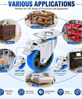 Four Inch Heavy Duty Caster Wheels Set Of Four Featuring Dual Locking Brakes And Super Smooth Polyurethane Rollers For Quiet Garage Haulin Badass Equipment Rolling Up To 2200 Lbs Capacity With Free Mounting Hardware Included on various furniture applications.