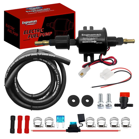 12V Electric Fuel Pump Kit With Filters And Clamps, 6.56 Ft Of Five Sixteenths Inch ID Fuel Line, Low Pressure Five To Nine PSI