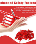 200 Pack Cable Stackers With Steel Nails For Fast And Secure Wire Management held in hand, showcasing red plastic material and safety features.