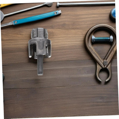 Awesome Electric Pipe Thread Cutter Kit For PvC & Metal tool, 1 inch size, steel housing for cutting pipes on a wooden surface.