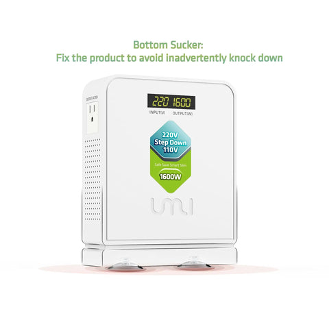 Dual Output Voltage Converter Transformer From 220V To 110V And 100V 1600W Power Capacity LED Display design shown.