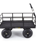 Heavy Duty Steel Utility Cart With 9 Cu Ft Bed And 1200 Lb Capacity Towable Outdoor Hauling Wagon With Removable Side Panels