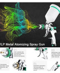 Pro Grade Adjustable Paint Sprayers Featuring Hella Slick Flow Control And Premium Stainless Steel Airbrush Kit For Rapid Auto Detailing and creative shop projects, showcasing atomization and color flow.