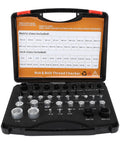 Top Tier 44 Piece Metric And Imperial Fastener Gauge Set Made From Durable Aluminum for accurate thread checking in a case.