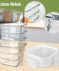 Stacked 32 Oz Borosilicate Glass Food Storage Containers With Lids Pack Of 4, Leakproof Microwave Safe Freezer Safe Square Meal Prep Jars