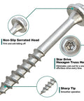 Ridiculously Tough Heavy Duty Joist Hanger Screws For Wood Framing Structural Fasteners Built Like A Tank, 1-1/2 in, zinc plated with serrated head.