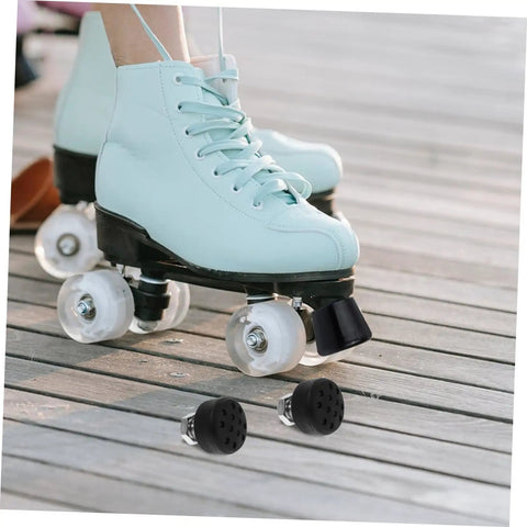 2 Pack Toe Stops For Roller Skates With Adjustable Rubber Brake Heads For Quad Skates Replacement Brakes on wooden deck