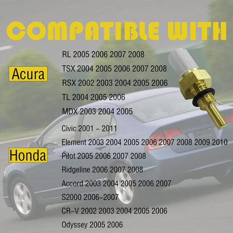 GolTHd coolant temperature sensor; brass body with white connector for Honda/Acura vehicles by Amazon