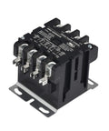 4 Pole 40 Amp 120V coil contactor for HVAC and refrigeration systems, UL recognized, Siemens compatible, side view, black