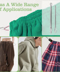 12 Pack Metal Drawstring Threaders With Clip For Quick Elastic Waistband Repairs and garment applications collage