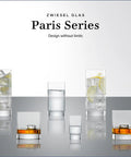 Paris Iceberg Long Drink Glasses Set Of 6, 16.5 Ounce Tritan Crystal Drinking Glasses shown with various drinks, clear glassware.