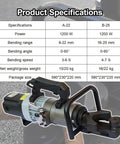 Heavy-Duty Electric Hydraulic Rebar Bending Machine 1200W Pure Copper Motor Straightener specifications chart and tool