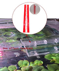 Acryl-Hinge 300mm transparent acrylic piano hinge with self-adhesive backing, shown on an aquarium lid.