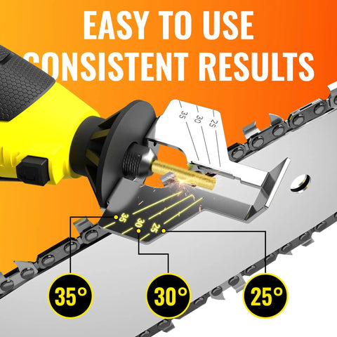 Handheld Electric Chainsaw Sharpener Kit With 6 Titanium Coated Diamond Bits For On The Bar Sharpening, No Chain Removal Needed