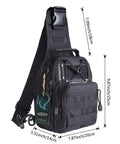 Black Outdoor Tactical Bag Backpack For Everyday Carry Lightweight Military Style Pack With Multiple Pockets visible dimensions