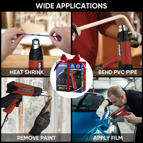 Kickin 1500W Heat Gun Workhorse With Smooth Variable Dial And Dual Airflow Reaching Up To 1200 Fahrenheit used for heat shrinking and paint removal