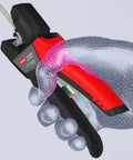 Automatic Self-Adjusting Insulation Strippers For UF And Flat Cable 10-18 AWG, ergonomic grip showing use