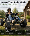 Rider on Electric Off Road Go Kart With 72V 3000W Motor Peak 10.8kW Power, Top Speed Up To 62 MPH, 37 Mile Range