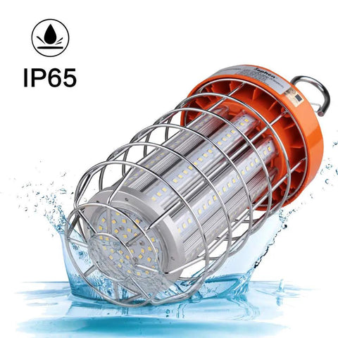 60W LED Work Light With 8400 Lumens, 5000K Daylight Output, Grab-and-Go Portable Plug In Flood Light With Hook shown with water-resistant design