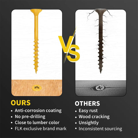 2 Inch Wood Deck Screws Size 8 T25 Star Bit Epoxy Coated 310 Pcs Outdoor Fasteners comparison with regular screws