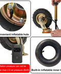 Heavy Duty 360 Degree Swivel Caster Wheels Pair Inflatable Rubber Tires With Parking Brake showing inflatable hole and inner tube.