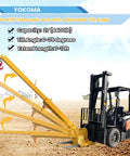 Built Tough Forklift Jib Boom Telescopic Crane Attachment With 0 To 75 Degrees Tilt And 4400 Pound Capacity on forklift.