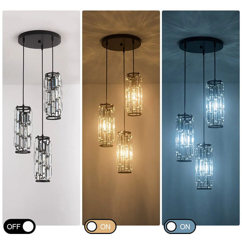 Three Light Black Pendant Light Fixture With Crystal Beads For A Modern Kitchen Island Dining Room And Bedroom Upgrade