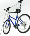 Bicycle Hoist Garage Storage Kit 2-Pack With 100 Lb Capacity, No Sweat Install Ceiling Mounted Bike Lift, Rubber Coated Hooks