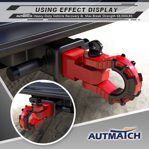 Heavy Duty Off Road Towing Kit With 2 Inch Shackle Hitch Receiver, Three Quarter Inch Mega D Ring Shackle, 68,000 Lbs Break Strength