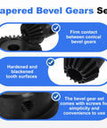Built Tough Tapered Bevel Gear Set 1.5 Mod With 1 To 2 Ratio includes 15 Tooth and 30 Tooth hardened steel bevel gears close-up