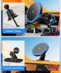 3 In 1 Wireless Car Mount Charger With RGB LED Handsfree Magnetic Phone Holder on car vent with clamp