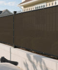 Privacy Fence Screen 4x25 Ft Outdoor Windscreen Cover 90 Percent Blockage Heavy Duty Mesh Shade Cloth with Grommets for Balcony Backyard Patio Pool Deck Brown includes Zip Ties installed on fence
