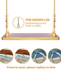 Outdoor And Indoor Wooden Swing For Adults And Kids With Adjustable Hemp Rope And Tree Straps, 24 By 8 By 1.2 Inch Wood Seat