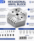 Hexagonal Jewelry And Watchmaker Anvil Block Hardened Steel For Staking Riveting Drilling And Shaping Small Parts With 15 Holes And 5 Slots Bench Tool For Jewelry Repair And Metalworking