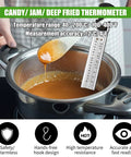 Upgraded Candy Thermometer With Pot Clip And Hanging Hook Stainless Steel Deep Fry Oil Thermometer in use