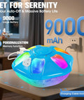 9000mAh Rechargeable Floating Pool Fountain With Light Show No Solar Needed Anchor Included displayed indoors charging