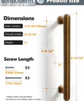 Five Pack 7.56 Inch Antique Brass Cabinet Pulls, Beefy Solid Zinc Alloy Drawer Handles with dimensions and screws shown