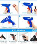 4 Pack 100W Full Size Hot Glue Gun Set Blue Bulk For Crafts And Repairs Must Have Durable Easy Grip High Heat Glue Guns With Quick Heat Up Reliable Adhesive Tool Kit For DIY Projects, instruction collage