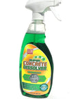 Bottle of Green Concrete Dissolver Foam Spray 22oz, Biodegradable Non Corrosive Formula, front view with trigger nozzle
