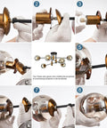 Assembling 6 Light Glass Globe Sputnik Chandelier With Dope Matte Black And Gold Finish Modern Ceiling Fixture