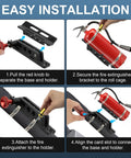Quick Release Fire Extinguisher Mount Kit Universal For Off Road Vehicles Including Jeep Wrangler Models And UTVs RZRs ATVs SUVs Trucks And RVs Easy Install No Drill With Secure Clamp And Quick Access To Fire Extinguisher installation steps