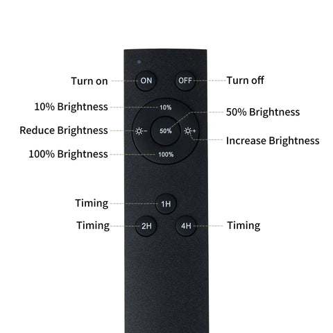 Remote control for Battery Operated Wireless Wall Sconces With Remote 2 Pack; shows brightness and timing functions.