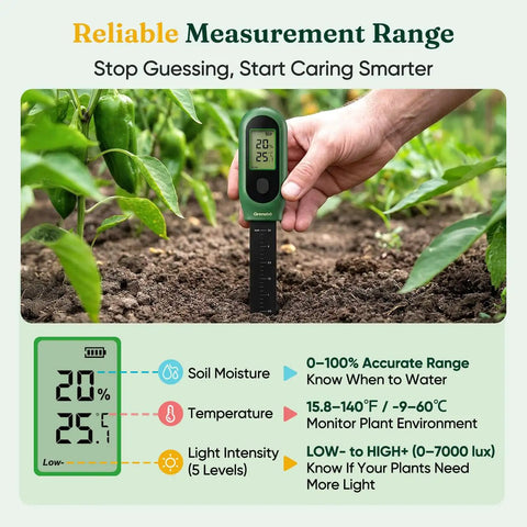 3 In 1 Soil Moisture Meter With Temperature And Sunlight Sensor Digital Plant Water Meter With LCD Display For Gardening Indoor Outdoor Plants Must Have 2 Pack For Home And Garden Use in soil