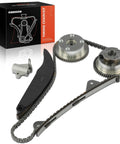 Image of Six Piece Timing Chain Kit With Sprocket Tensioner And Guide For Hyundai Elantra 2011 2013 Elantra GT 2013 And Kia Soul 2012 2014 DOHC 1.8L 2.0L Fits DOHC Engines For Your Ride showing contents.