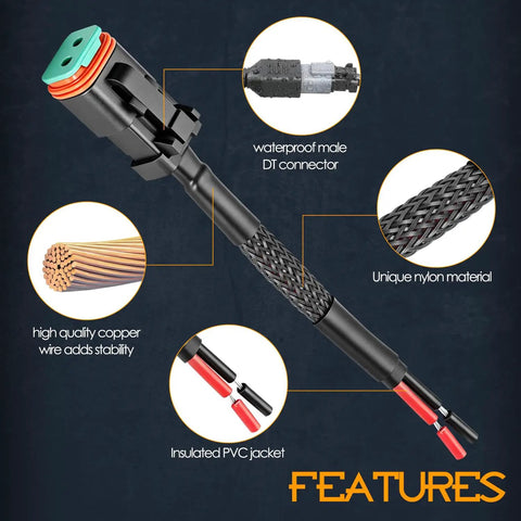 Hassle Free Universal Wiring Harness With Deutsch Dt Connectors And Dtp Adapters, waterproof male DT connector and copper wire.