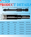 Front view of DKIBBITH 10-piece dry diamond tile drill bit set with round-shank bits; sizes 1/4", 3/8", 1/2"