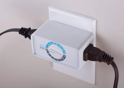 No App Needed Smart Outlet Switch 2 Pack RF Technology That Lets You Control Outlets Through Walls, mounted with cords plugged in